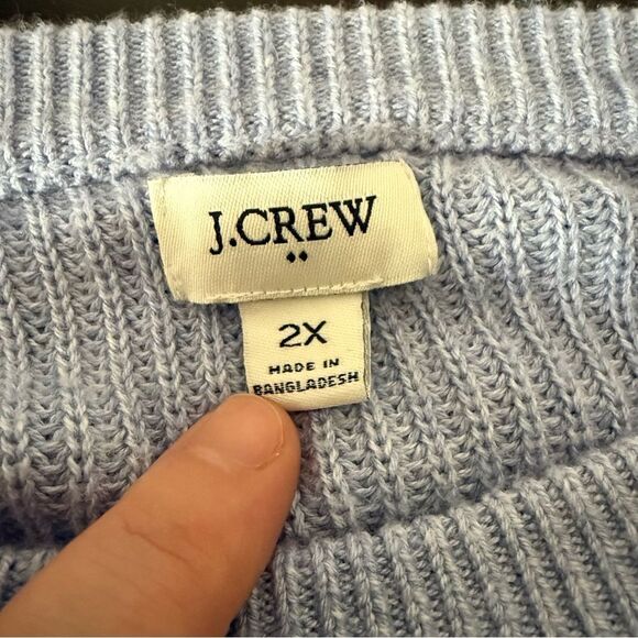 J Crew Sweater Womens Plus Sz 2X Light Blue Knit Crew Neck Buttons Soft Comfort - Picture 8 of 12